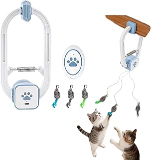 Automatic Door Hanging Cat Teaser, Electric Interactive Pet Toy with Remote Operation for Indoor Cat Entertainment (White)