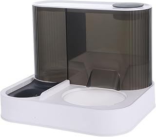 Veemoon Automatic Pet Feeder for Cats and Small Dogs, Slow Feeding Bowl with Food Storage, Gray Compact Design for Indoor and Outdoor Use, Suitable for Busy Families and Travelers