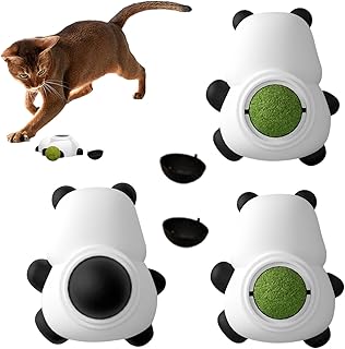 Catnip Toys 3 Piece – Stylish Panda Shaped Chew Ball, Sleek, Toy, Rotatable Snack, Teeth Cleaning Indoor Play Reduce | Teeth Cleaning Indoor Play Reduce Boredom Exercise Calm Kitten